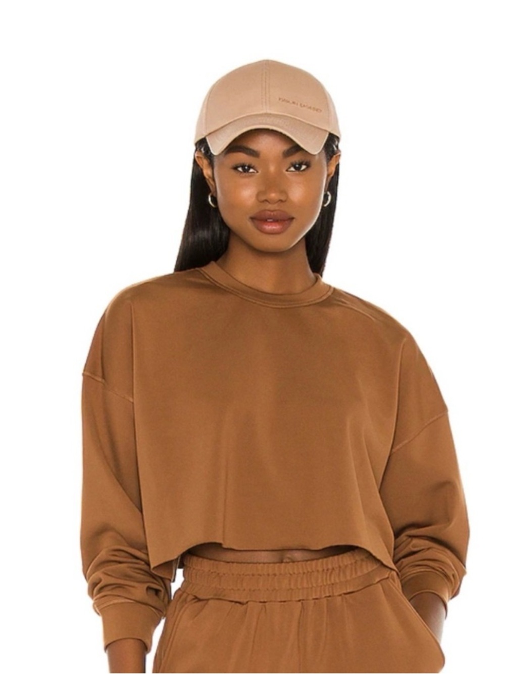 WE WORE WHAT Cropped Sweatshirt in Chocolate Brown Size XS